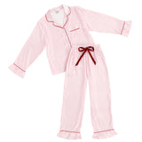 Pink Stripe Full-Length Ruffle PJ Set