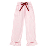 Pink Stripe Full-Length Ruffle PJ Set