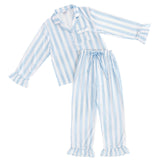 Blue Cabana Stripe Full-Length Ruffle PJ Set