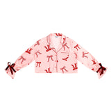 Striped Bows Cropped + Ruffled Short PJ Set