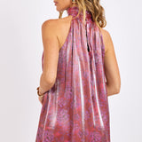 Red Multi Floral Glow High Neck Mini Tent Dress