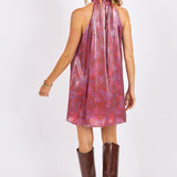 Red Multi Floral Glow High Neck Mini Tent Dress
