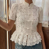 Eloise Ivory Lace Peplum Blouse
