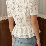 Eloise Ivory Lace Peplum Blouse