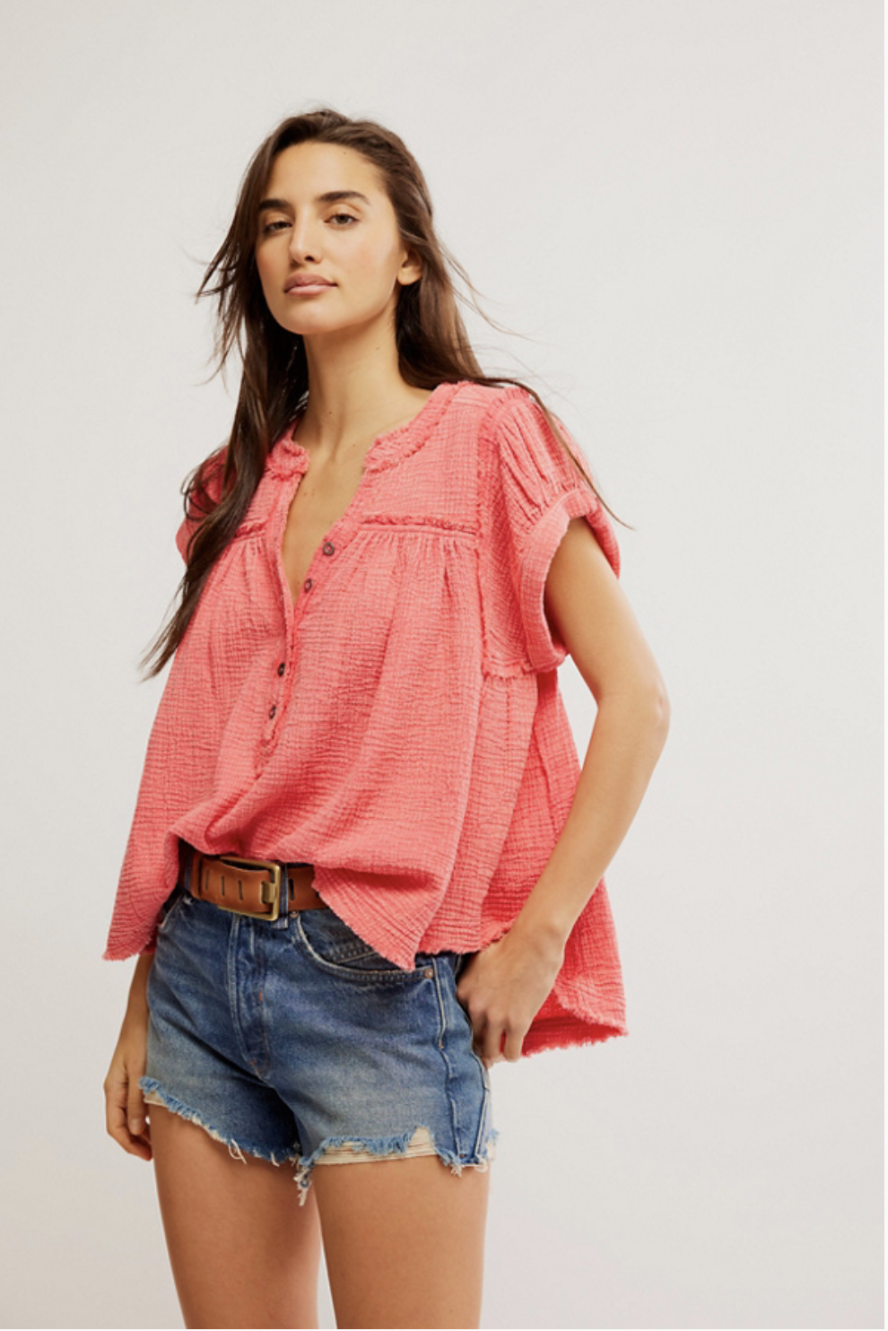 Horizons Double Cloth Top - Coral Paradise