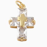 Gold Cubic Zirconia Cross Charm