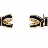 Navy Luxe Bow Studs