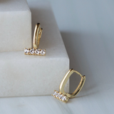 Gilded Gold Rhinestone Bar Earrings