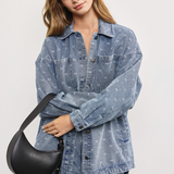 Diamond Drift Oversized Denim Shirt