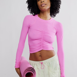 Tempo Ruched Long Sleeve in Fuchsia Flirt
