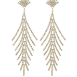 Pave Leaf Style Long Earrings
