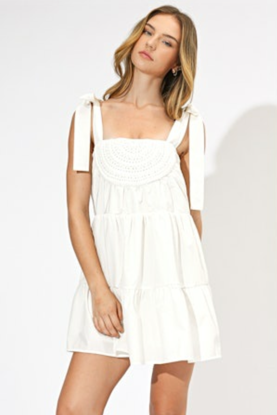 babydoll mini dress Fia Crochet Detail Babydoll Mini Dress – Firefly Boutique