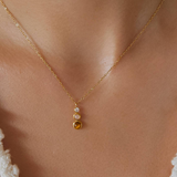 Serena 18K Gold Tiger Eye Triple Stone Drop Necklace