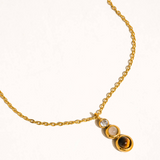 Serena 18K Gold Tiger Eye Triple Stone Drop Necklace