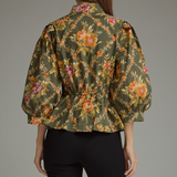Sienna Olive Floral Puff Sleeve Peplum Blouse
