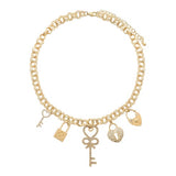Heart & Key Crystal Charm Necklace