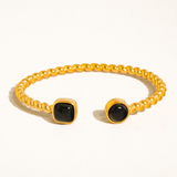 Vera 18K Gold Resin Open Cuff Bracelet - Black