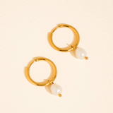 Zarelle Freshwater Pearl Hoop Drop Earrings