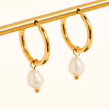 Zarelle Freshwater Pearl Hoop Drop Earrings