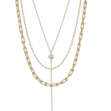 Celeste Gold Layered Y-Drop Cross Necklace