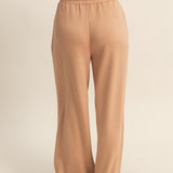Dark Taupe Double Knit High-waist Pintuck Wide Leg Pants