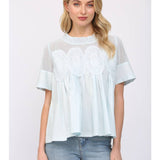 Baby Blue Whisper Lace Mesh Top