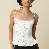 Parisian Charm Polka Dot Peplum Cami