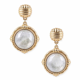 Maribel Matte Gold Pearl Stone Drop Earrings
