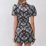 Empress Damask Mandarin Mini Dress