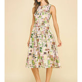 Watercolor Sleeveless Midi Dress