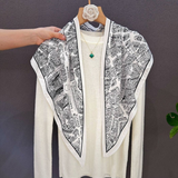 Parisienne Ivory Graphic Print Triangle Scarf