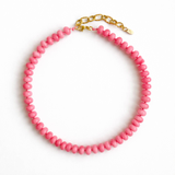 Refined Stone Bead Necklace - Pink Jade