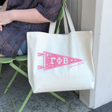 Collegiate Pennant Style Sorority Canvas Tote Bag