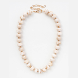 Isla Cream Marbled Beaded Necklace with Gold-Tone Accents