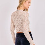Cream Chelsea Lace L/Slv Knit Top