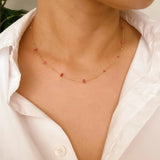 Dainty Precious Stone Bead Necklace - Pink