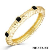 Riley Matte Gold Black Stone Hinged Bracelet
