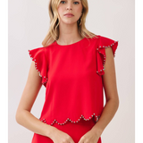 Sloane Studded Ruffle Sleeve Top
