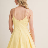 Sweet Breeze Square Neck Tiered Ruffle Mini Dress - Lemon Sherbet