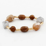 Sienna Natural Stone & Gold Bar Stretch Bracelet