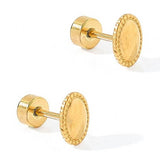 Screwback Stud Earrings - Drew Oval Gold