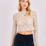 Cream Chelsea Lace L/Slv Knit Top
