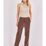 Brown Penthouse Pintuck Pants