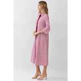 Crimson Stripe Maxi Shirt Dress