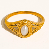 Genevieve 18K Gold Faux Pearl Filigree Ring