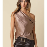 Diana Draped One-Shoulder Satin Blouse