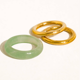Aurelia Green Aventurine Mixed Stack Ring Set