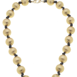 Sutton Satin Gold Ball Bead Knotted Cord Necklace