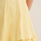 Sweet Breeze Square Neck Tiered Ruffle Mini Dress - Lemon Sherbet