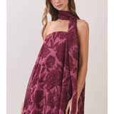 Amara Floral Scarf Strapless Maxi Dress